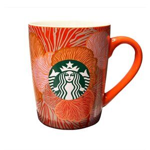 2021 STARBUCKS Coral Reef Mermaid Logo‎ Mug - 10oz - orange, pink - NWOT